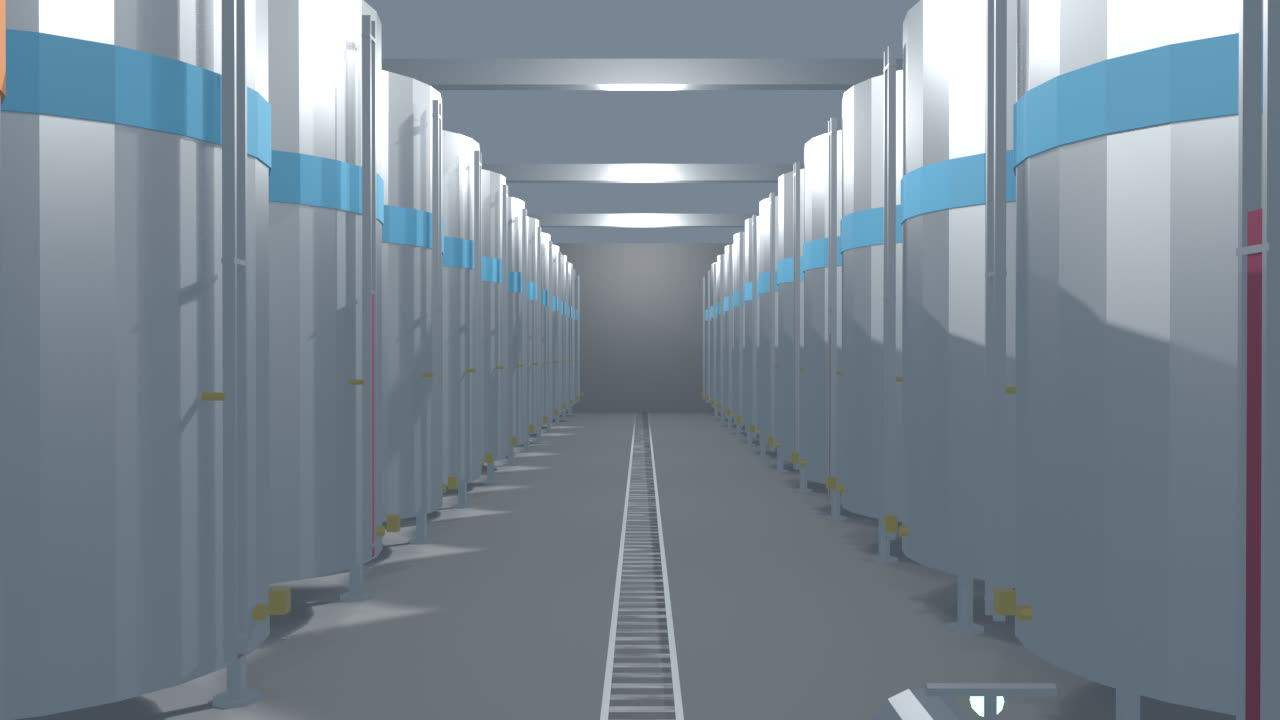 Tank aisle at human eye height
